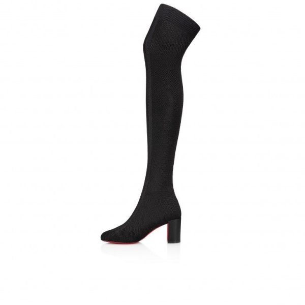 Cheap Christian Louboutin Beyonstage Botta 70mm Thightboots Mesh And Calf Leather Black - Image 2