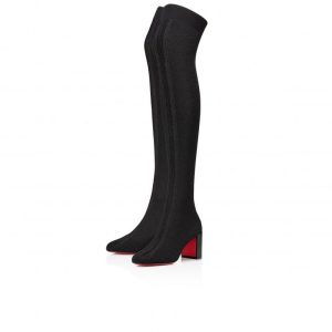 Cheap Christian Louboutin Beyonstage Botta 70mm Thightboots Mesh And Calf Leather Black