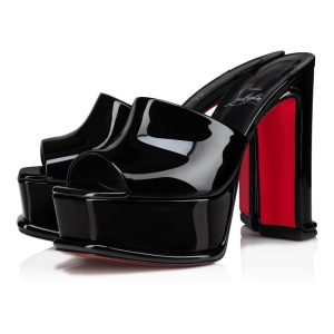 Cheap Christian Louboutin Amali Mule Alta 130mm Mules Patent Leather Black