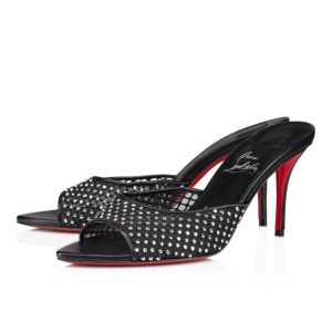 Cheap Christian Louboutin Apostropha Mule Mesh Strass 80 Mm Mules Black