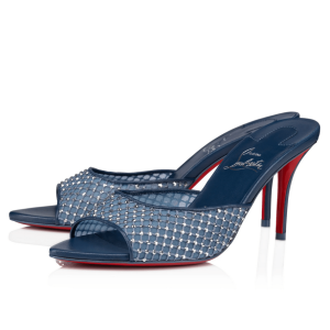 Cheap Christian Louboutin Apostropha Mule Mesh Strass 80mm Blue