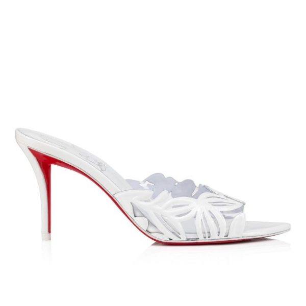 Cheap Christian Louboutin Apostropha Mule Petunia 80 Mm Mules Pvc And Patent Leather White - Image 2