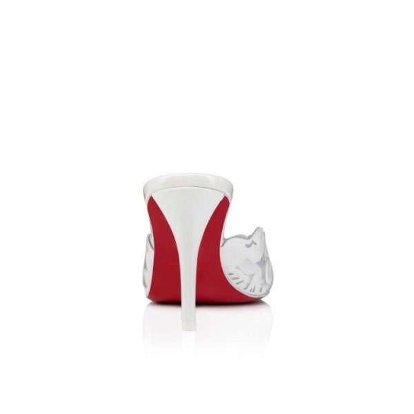 Cheap Christian Louboutin Apostropha Mule Petunia 80 Mm Mules Pvc And Patent Leather White - Image 3