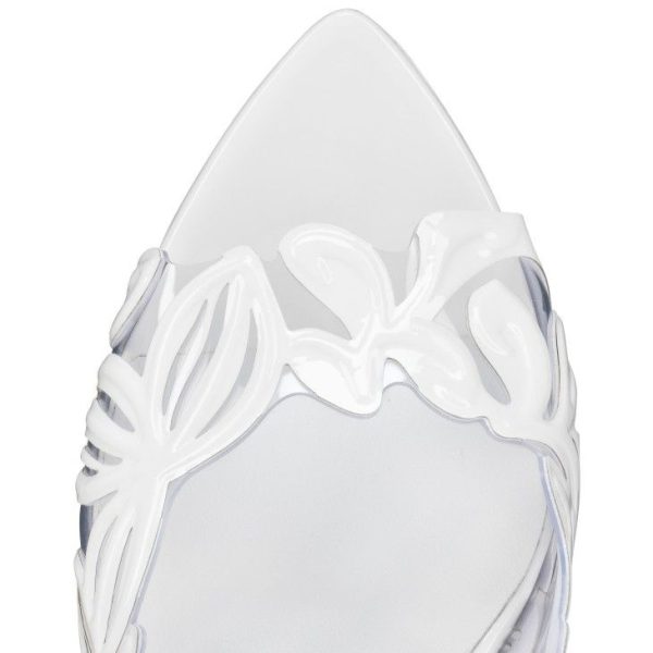 Cheap Christian Louboutin Apostropha Mule Petunia 80 Mm Mules Pvc And Patent Leather White - Image 4