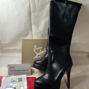 Cheap Christian Louboutin Bianca Bota Knee Boot 120mm Black Calfskin