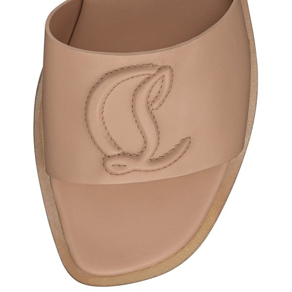 Cheap Christian Louboutin CL Mule Calf Leather Beige - Image 3
