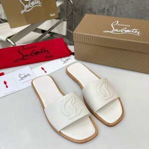 Cheap Christian Louboutin CL Mule Calf Leather White