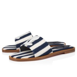 Cheap Christian Louboutin Cl Mule Mules Malha Printed Fabric Blue
