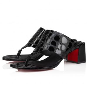 Cheap Christian Louboutin Cl Tongamule 55 Mm Mules Alligator Embossed Calf Leather Black