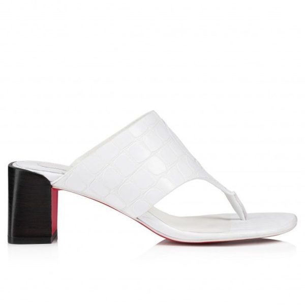 Cheap Christian Louboutin Cl Tongamule 55 Mm Mules Alligator Embossed Calf White - Image 2