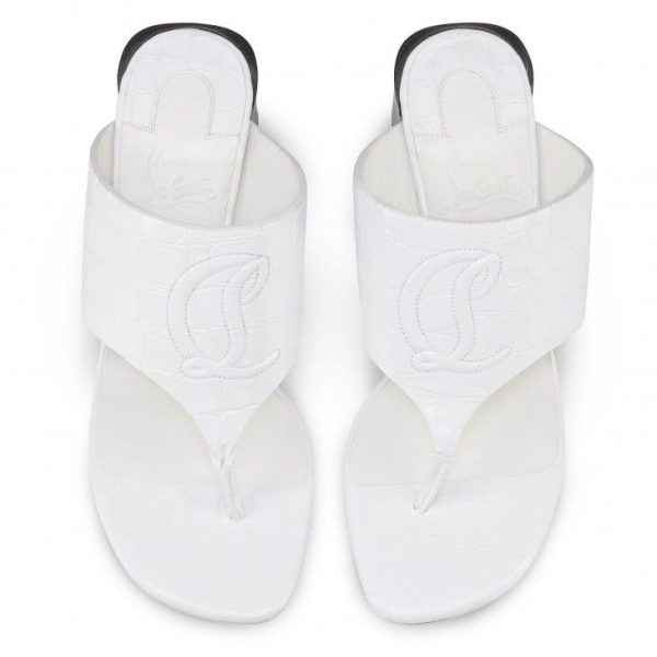 Cheap Christian Louboutin Cl Tongamule 55 Mm Mules Alligator Embossed Calf White - Image 4