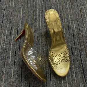 Cheap Christian Louboutin Degramule Strass Mules 85mm Metallic Gold