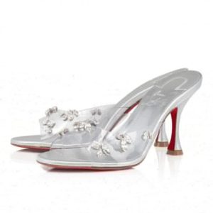 Cheap Christian Louboutin Degraqueen 85 Mm PVC Nappa Mules Crystal