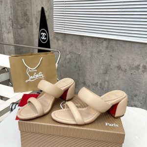 Cheap Christian Louboutin Inflama Sab Mules 85mm Nappa Leather Beige