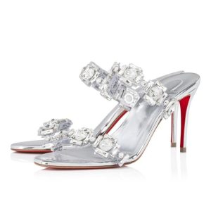 Cheap Christian Louboutin Just Jewel 85 Mm Sandals Tpu And Specchio Leather Crystal