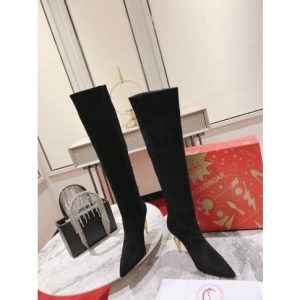 Cheap Christian Louboutin Lipbotta Knee-high Boots 100mm Suede Black