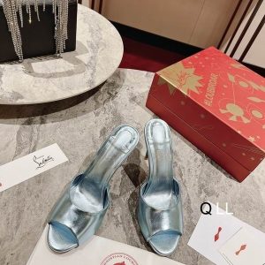 Cheap Christian Louboutin Me Dolly 100mm Sandals Metallic Leather Bermuda