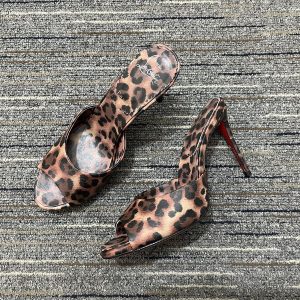 Cheap Christian Louboutin Me Dolly 100mm Mules Leather Pony Kitty Leopard Print
