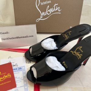 Cheap Christian Louboutin Me Dolly Mules 100 mm Patent Leather Black