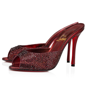 Cheap Christian Louboutin Me Dolly Strass Mules 100 mm Suede Strass Embellishment Red