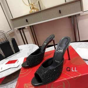 Cheap Christian Louboutin Me Dolly Strass Pumps 100 mm Suede Strass Embellished Black
