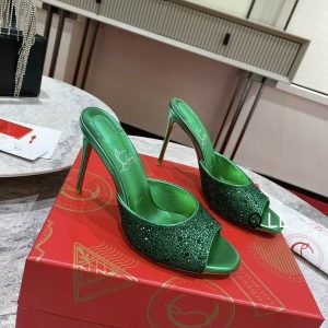 Cheap Christian Louboutin Me Dolly Strass Pumps 100 mm Suede Strass Embellished Green