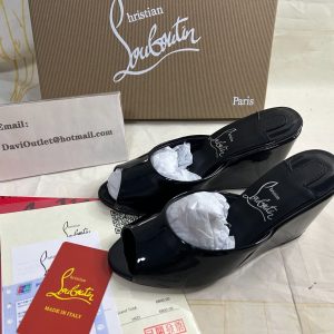 Cheap Christian Louboutin Me Dolly Zeppa 85 Mm Mules Patent Leather Black