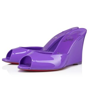 Cheap Christian Louboutin Me Dolly Zeppa 85 Mm Mules Patent Leather Frou Frou Purple