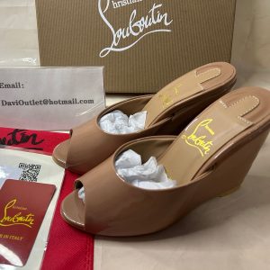 Cheap Christian Louboutin Me Dolly Zeppa 85mm Patent Leather Wedges Nude