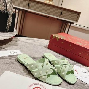 Cheap Christian Louboutin Miss Spika Club Mules Nappa Leather Mint