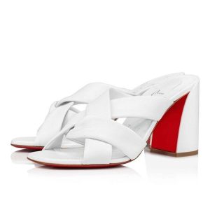 Cheap Christian Louboutin Mules Dispo Cllub 85 mm Bianco/lin Bianco Nappa