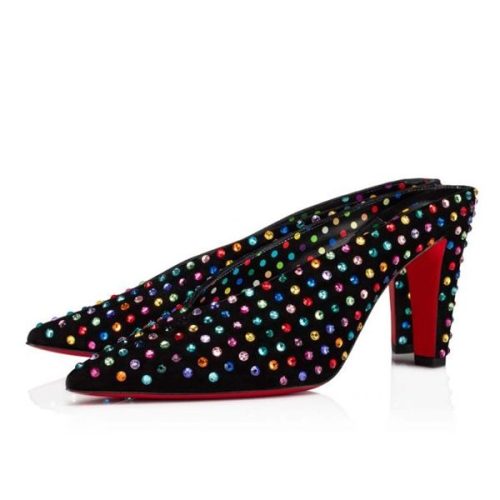 Cheap Christian Louboutin Mules Veryvee Strass Boum 85 mm Bk/mix Multi/lin Bk-multi Suede Leather