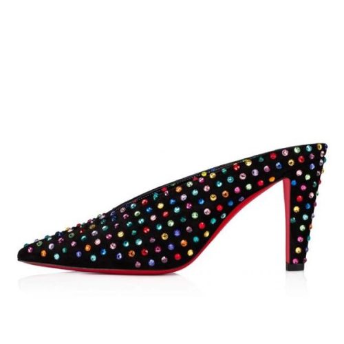 Cheap Christian Louboutin Mules Veryvee Strass Boum 85 mm Bk/mix Multi/lin Bk-multi Suede Leather - Image 2