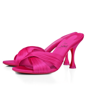 Cheap Christian Louboutin Nicol Is Back 85mm Mules Crepe Satin Pink