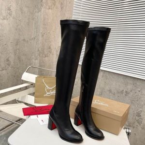 Cheap Christian Louboutin Stretchadoxa Botta Alta 70MM Thighboots Calf Leather Black