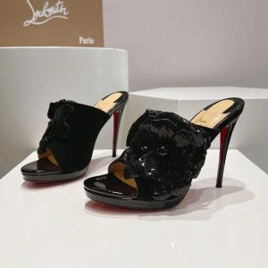 Cheap Christian Louboutin Submuline Mules 100mm Patent Leather Black