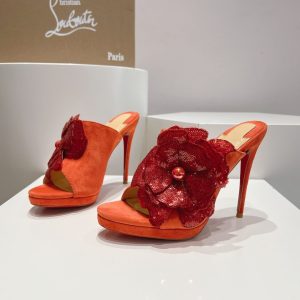 Cheap Christian Louboutin Submuline Mules 100mm Suede Orange