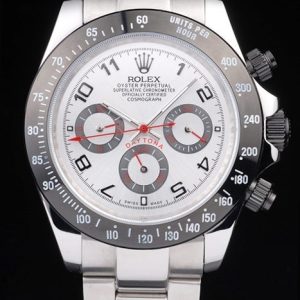 Replica Rolex Daytona Stainless Steel Black Enameled Silver Dial