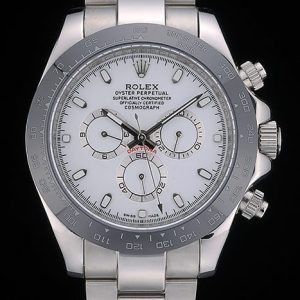 Replica Rolex Daytona Black Ceramic Tachymeter Stainless Steep Strap White Dial 80249