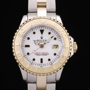 Replica Rolex Watches Yacht Master Gold White Dial Tachymeter