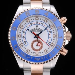 Replica Rolex Watches Yachtmaster Blue Ceramic Bezel White Dial Tachymeter