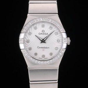 Lady Omega Constellation Crystal Encrusted Bezel Silver Dial 80291 Radial
