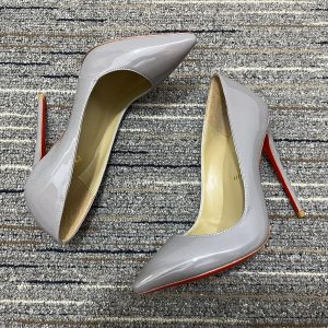 Cheap Christian Louboutin Decollete 554 Pumps 100mm Patent Leather Gray