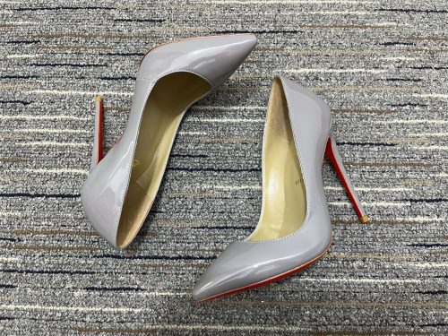 Cheap Christian Louboutin Decollete 554 Pumps 100mm Patent Leather Gray