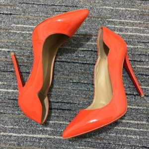 Cheap Christian Louboutin Hot Chick Pumps 100 mm Patent Leather Orange