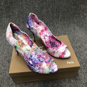 Cheap Christian Louboutin Hot Chick Pumps 120mm Crepe Satin Blooming Print Multicolor