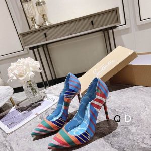 Cheap Christian Louboutin Hot Chick Pumps 100mm Striped Grand Bain Swimming Pool Patent Multicolor