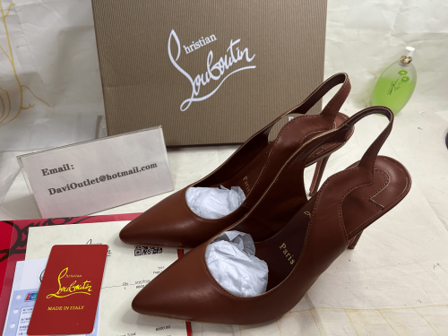Cheap Christian Louboutin Hot Chick Sling Pumps 100mm Nappa Leather Nude 5 - Image 5
