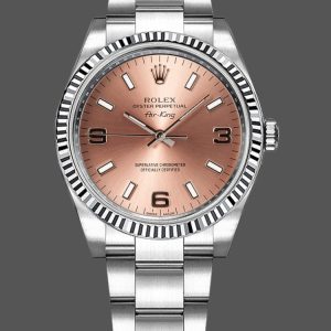 Top Quality Rolex Oyster Perpetual Air-King 114234 Pink Dial 34mm Unisex Replica Watch