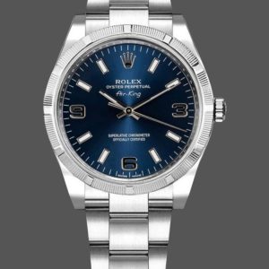 Top Quality Rolex Oyster Perpetual Air King 114210 Blue Dial 34mm Unisex replica watch